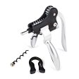 BarY3 Black Silver Stainless Steel Lever Corkscrew Set Sale