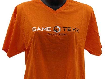 T-Shirt Collo V Arancione GameTekk Uomo XL Online now