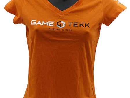 T-Shirt Collo V Arancione GameTekk Donna L For Sale