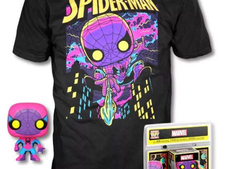 FUNKO TEE+POP POCKET Spider-Man Blacklight L Online Sale