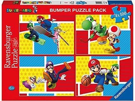 Puzzle 4x100pz Bumper Pack Super Mario Hot on Sale