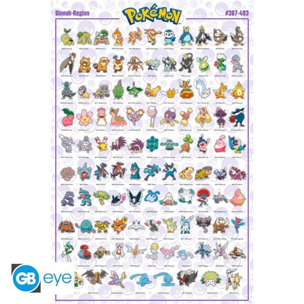 Poster Maxi Pokemon Sinnoh Region #387 - #493 ENG For Sale