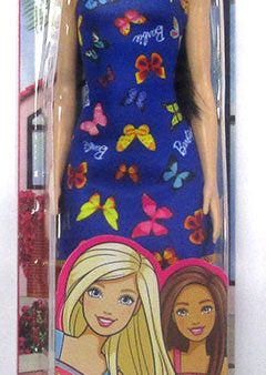 Barbie Trendy Vestito Blu con Farfalle e Capelli Neri For Sale