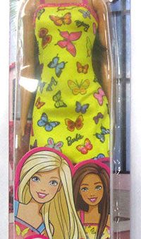 Barbie Trendy Vestito Giallo con Farfalle e Capelli Castani Online