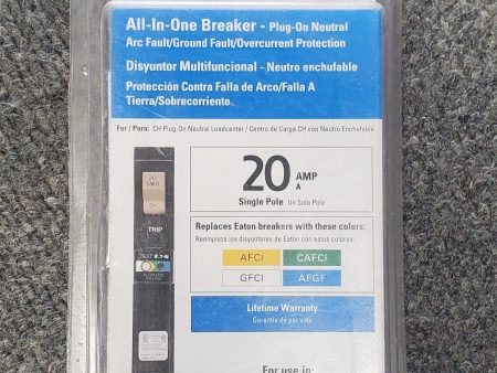 All-In-One Breaker 20 Amp single Pole Plug-on Neutral Arc Fault Ground CHFP120A1CS Eaton Online Hot Sale