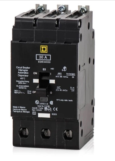 EDB34030 3 POLE 30 AMP SQUARE D BREAKER For Sale