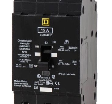 EDB34015 3 POLE 15 AMP SQUARE D BREAKER For Discount